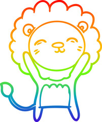 rainbow gradient line drawing cartoon lion