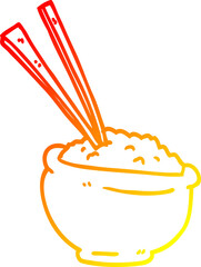 warm gradient line drawing cartoon tasty bowl of rice