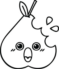 line drawing cartoon green pear