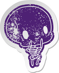 distressed old sticker kawaii cute dead skeleton