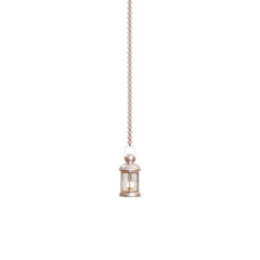 arabian hanging lantern realistic lamp decoration, isolated on transparent white background. 3d rendering
