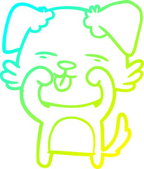 cold gradient line drawing cartoon dog rubbing eyes