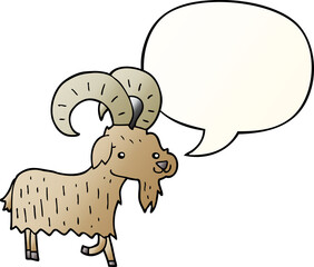 cartoon goat and speech bubble in smooth gradient style