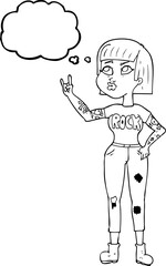 thought bubble cartoon rock girl