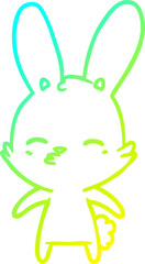 cold gradient line drawing curious bunny cartoon