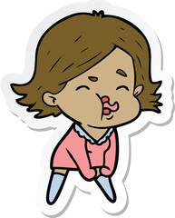sticker of a cartoon girl pulling face