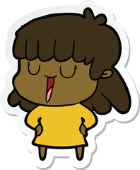 sticker of a cartoon woman laughing