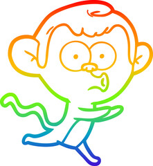 rainbow gradient line drawing cartoon hooting monkey