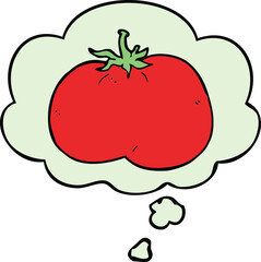cartoon tomato and thought bubble