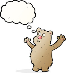 cartoon funny bear with thought bubble