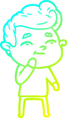 cold gradient line drawing happy cartoon man