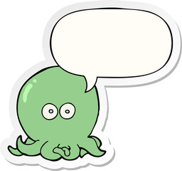 cartoon octopus and speech bubble sticker