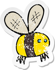 retro distressed sticker of a cartoon bee