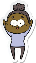 Obraz premium sticker of a cartoon happy old woman