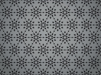 Abstract geometric pattern with lines, snowflakes. A seamless vector background. Gray and black texture. Graphic modern pattern