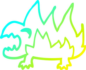 cold gradient line drawing cartoon fire demon