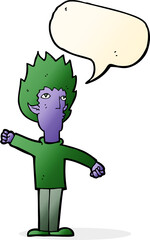 cartoon vampire man with speech bubble
