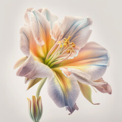 Spring's Delicate Charm: A Close-Up View of a Pastel-Toned Bloom. AI Generated Art.