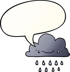 cartoon storm cloud and speech bubble in smooth gradient style