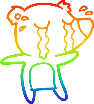 recommend clip art: rainbow gradient line drawing cartoon crying bear