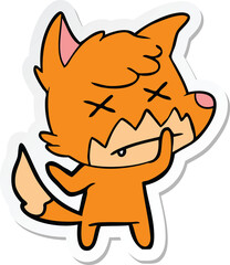 sticker of a cartoon dead fox