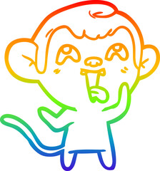 rainbow gradient line drawing crazy cartoon monkey