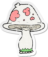 retro distressed sticker of a cartoon mushroom