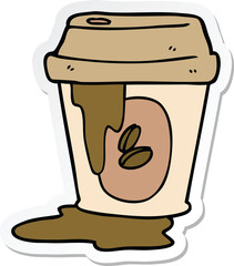 sticker of a messy coffee cup cartoon