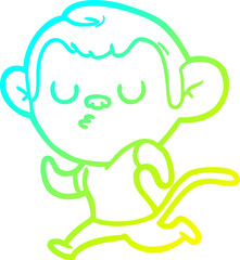 Obraz premium cold gradient line drawing cartoon monkey