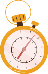 Gold pocket stopwatch flat icon Elegant accessory