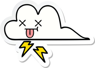sticker of a cute cartoon thunder cloud