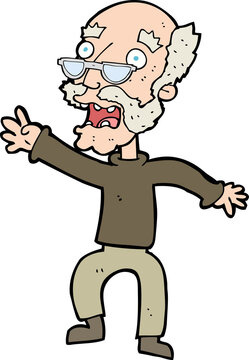 cartoon frightened old man