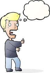 cartoon terrified man with thought bubble