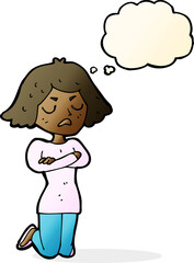 cartoon annoyed woman with thought bubble