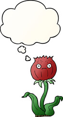 cartoon thistle and thought bubble in smooth gradient style