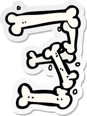 sticker of a cartoon halloween bone number