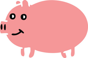 flat color retro cartoon pig