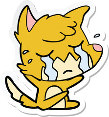 sticker of a crying fox cartoon