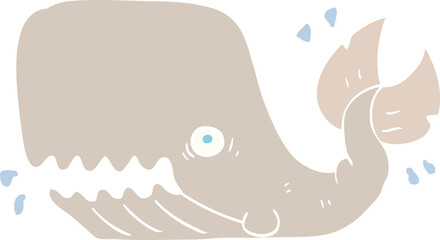 Obraz premium flat color illustration of a cartoon angry whale