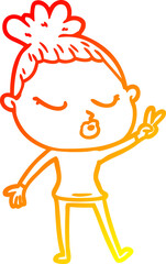 warm gradient line drawing cartoon calm woman