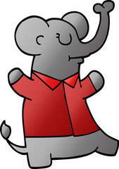 cartoon doodle elephant wearing shirt