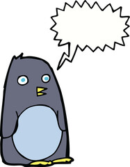 cartoon penguin with speech bubble