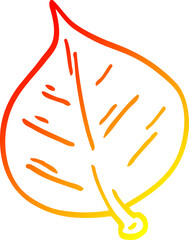 warm gradient line drawing cartoon leaf
