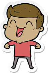 Obraz premium sticker of a cartoon man laughing