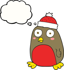 thought bubble cartoon christmas robin