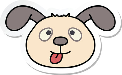 sticker of a quirky hand drawn cartoon dog face