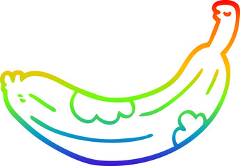 rainbow gradient line drawing cartoon turning banana