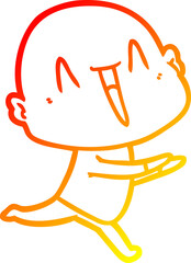 warm gradient line drawing happy cartoon bald man