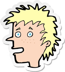 sticker of a cartoon excited boy