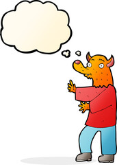 cartoon fox with thought bubble